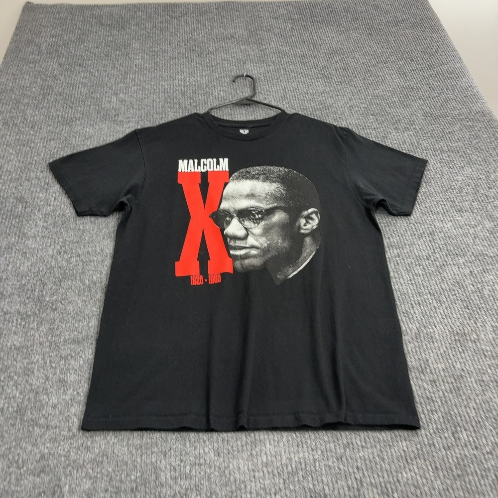 Malcolm X T Shirt Mens L Black Cotton Graphic Short Sleeve Civil Rights Street